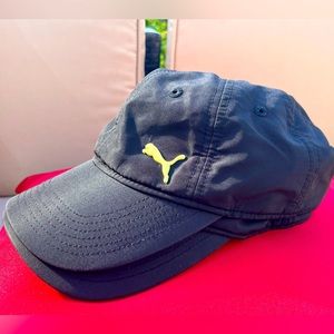 Puma Black and Lime Green Lightweight Athletic Velcro Hat